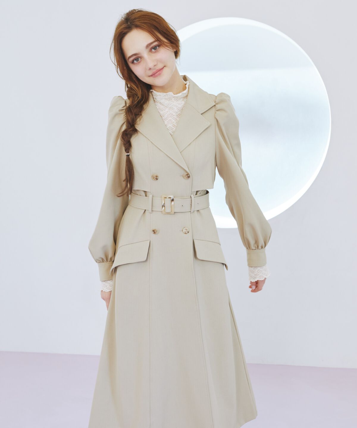 REDYAZEL「パフスリーブロングトレンチコート」|トレンチコート|