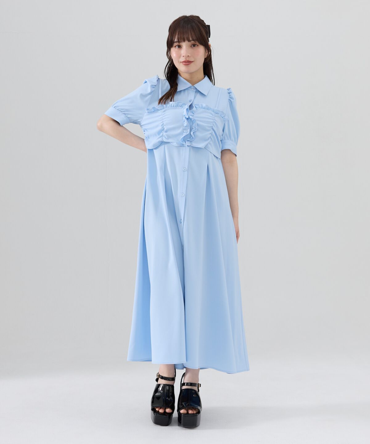REDYAZEL「ビスチェレイヤードデザインシャツワンピース」|ワンピース|