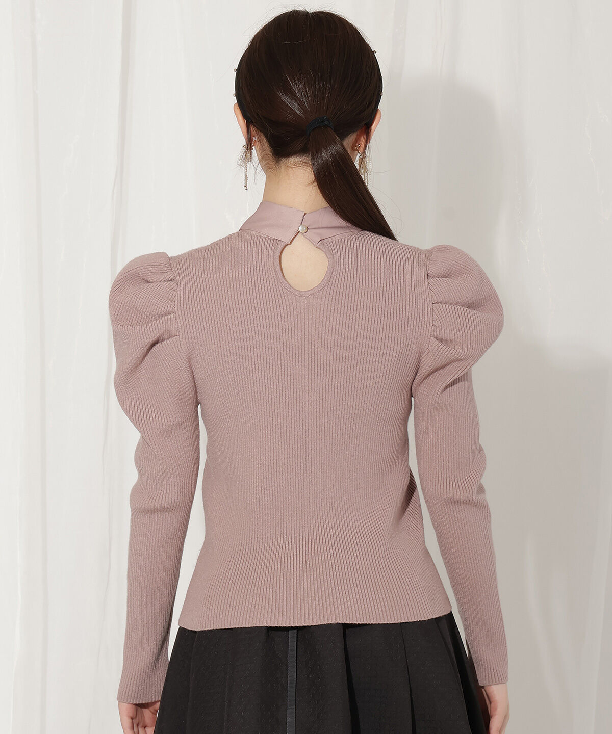 WILLSELECTION「異素材リボンタックスリーブプルオーバー」|ニット・セーター|