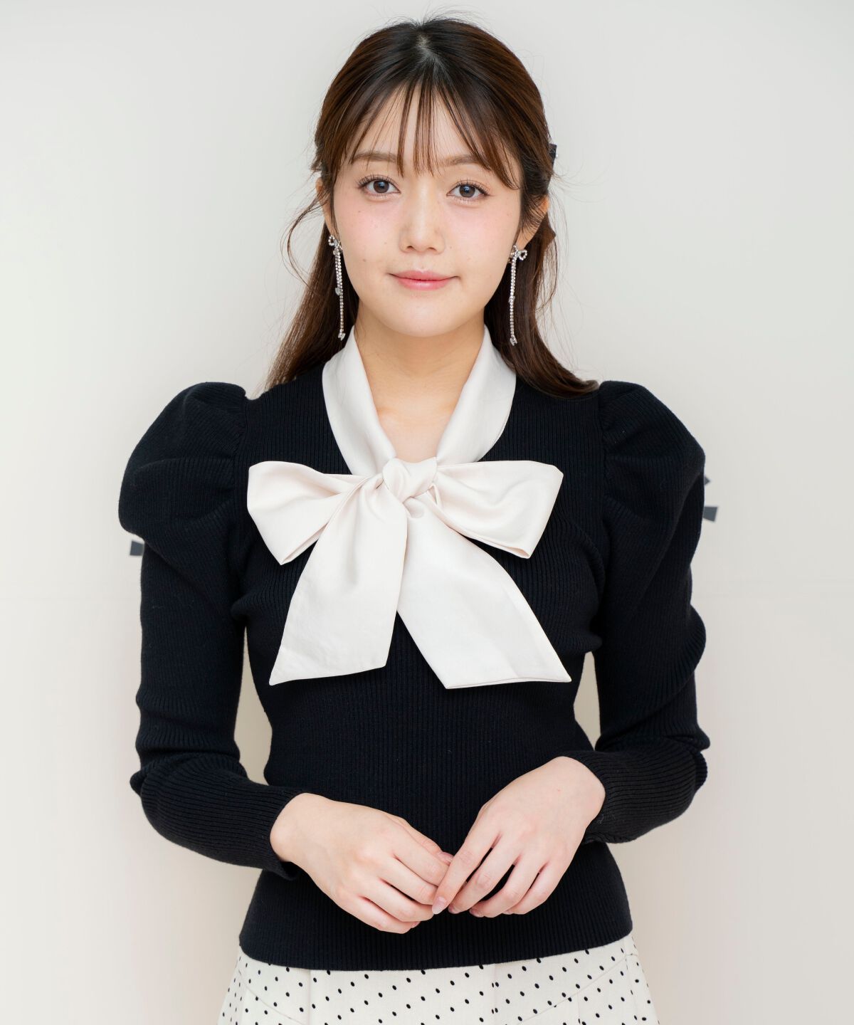 WILLSELECTION「異素材リボンタックスリーブプルオーバー」|ニット・セーター|