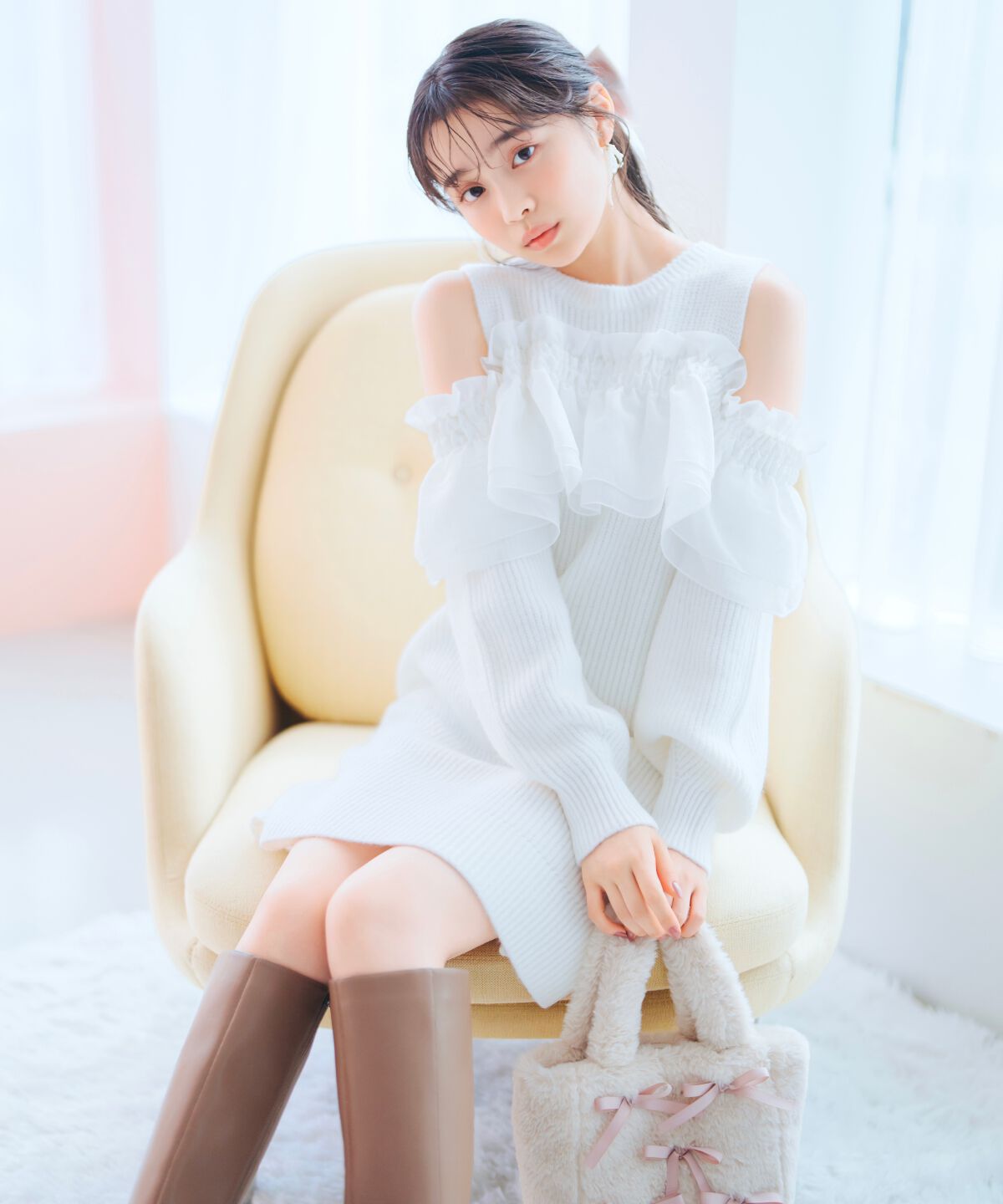 WILLSELECTION「バックリボンオフショルニットワンピース」|ワンピース|オフ