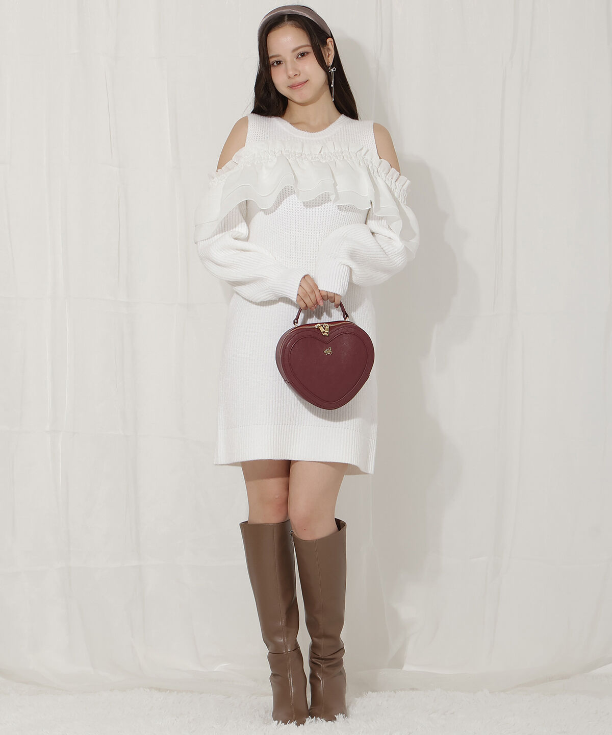 WILLSELECTION「バックリボンオフショルニットワンピース」|ワンピース|