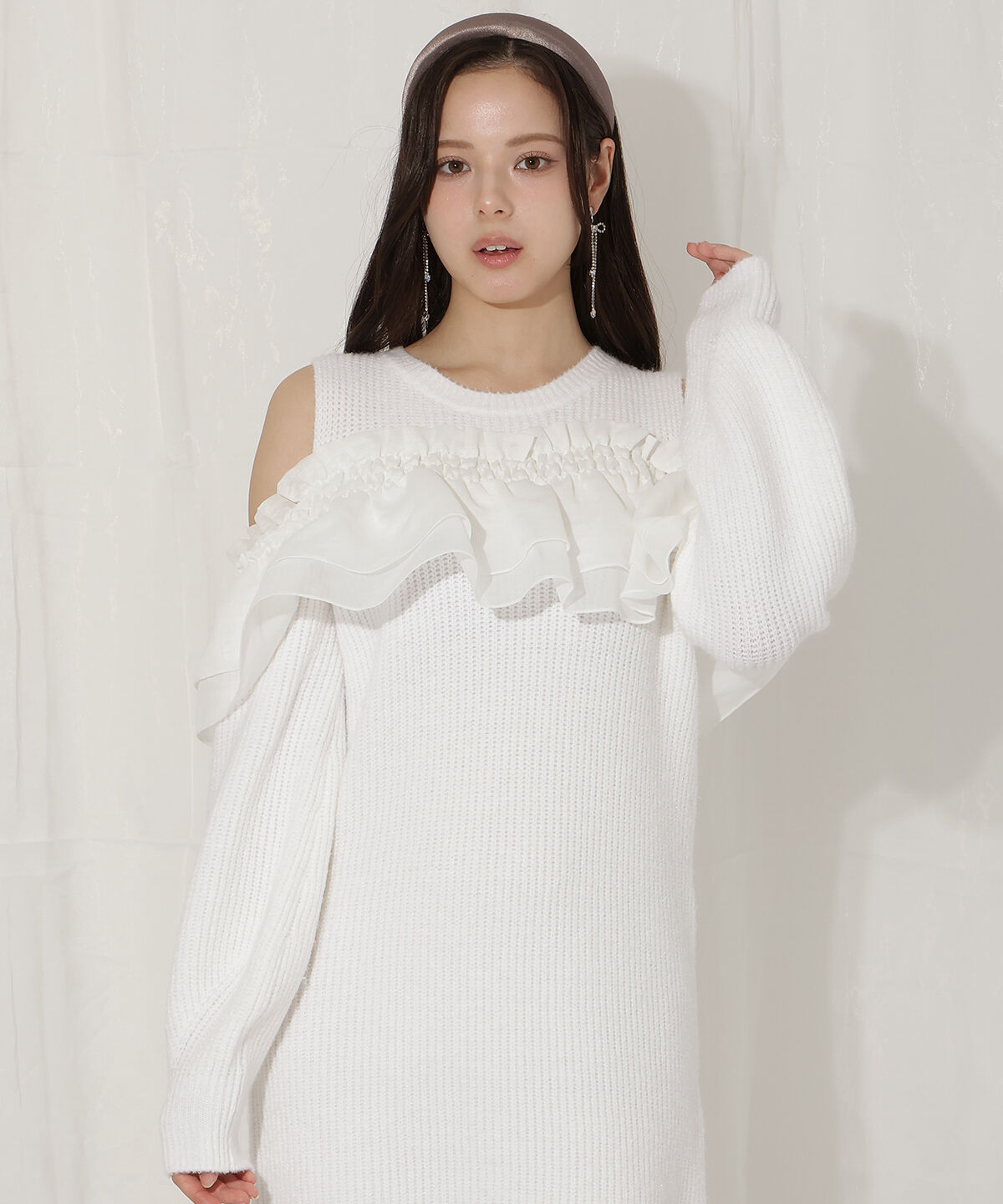 WILLSELECTION「バックリボンオフショルニットワンピース」|ワンピース|