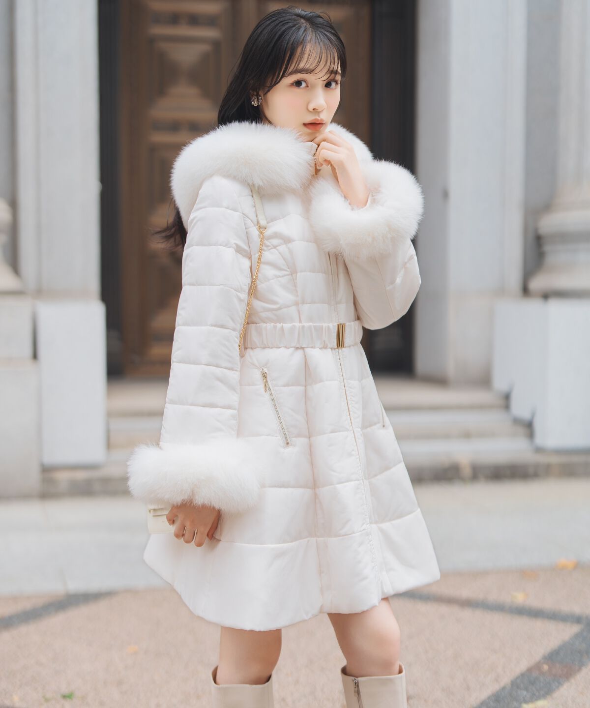 WILLSELECTION「フォックスファーキルティングフレアコート」|その他|