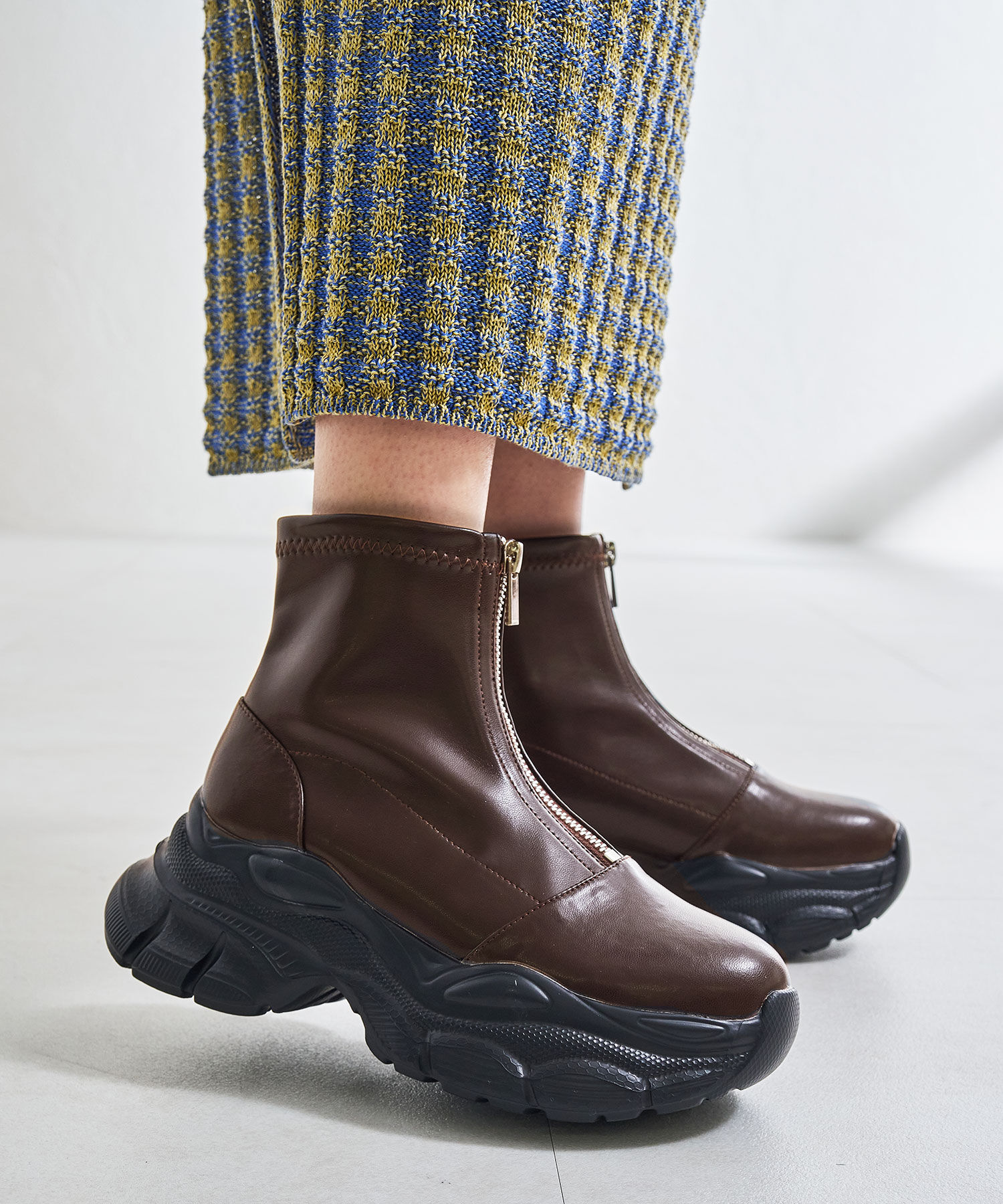 ORiental TRaffic「●2024秋冬新作●フロントジップスニーカーソールブーツ/41437」|ショートブーツ|BROWN