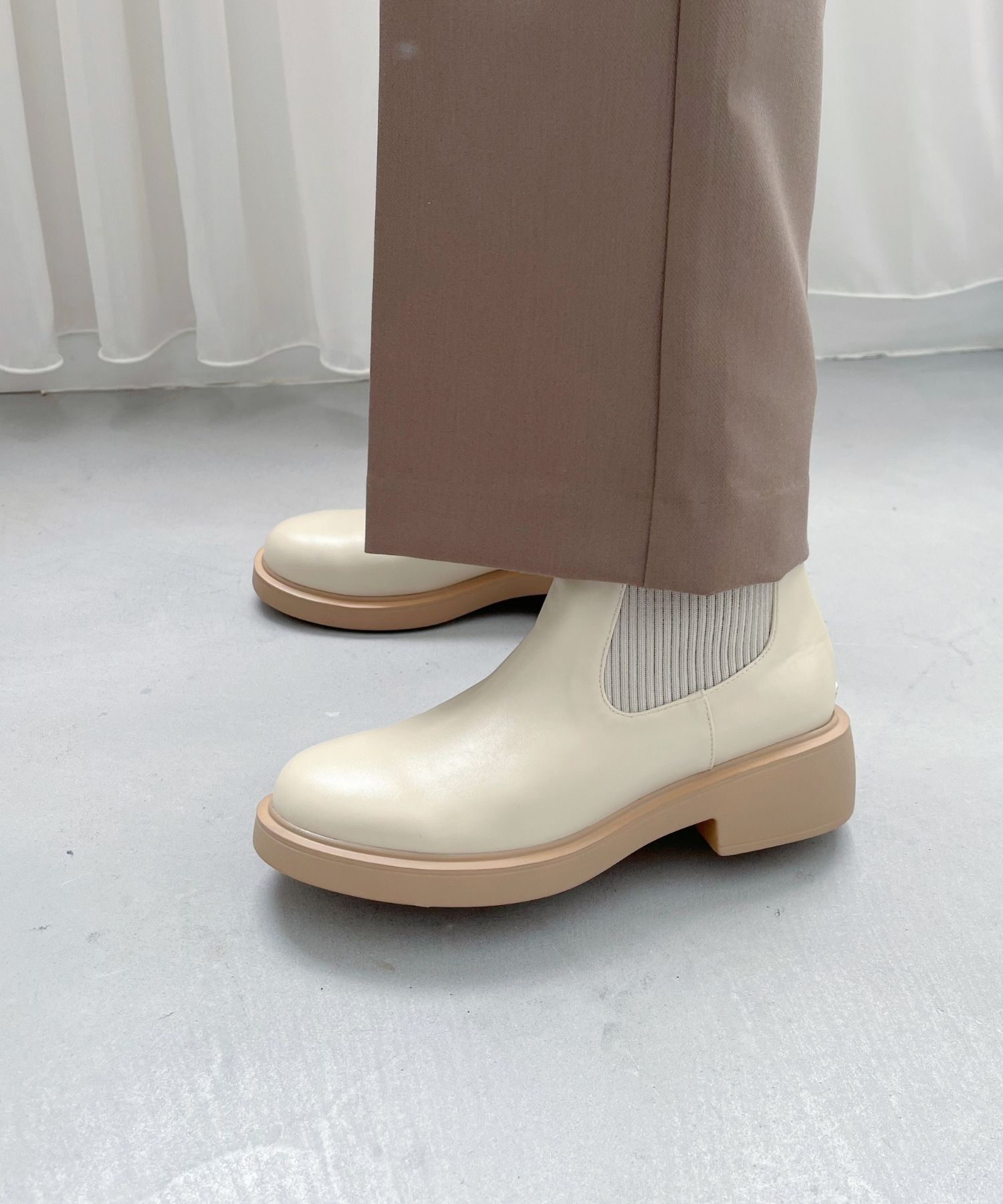 WA Oriental TRaffic「●2025秋冬新作●リブニットバックジップブーツ/52407」|ショートブーツ|