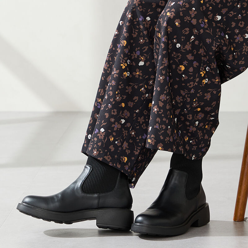 WA Oriental TRaffic「●2025秋冬新作●リブニットバックジップブーツ/52407」|ショートブーツ|