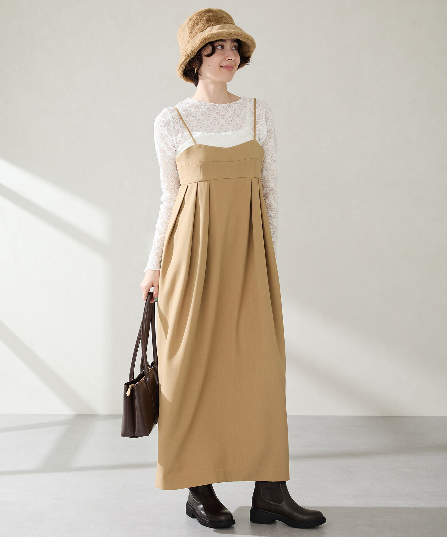 WA Oriental TRaffic「●2025秋冬新作●リブニットバックジップブーツ/52407」|ショートブーツ|