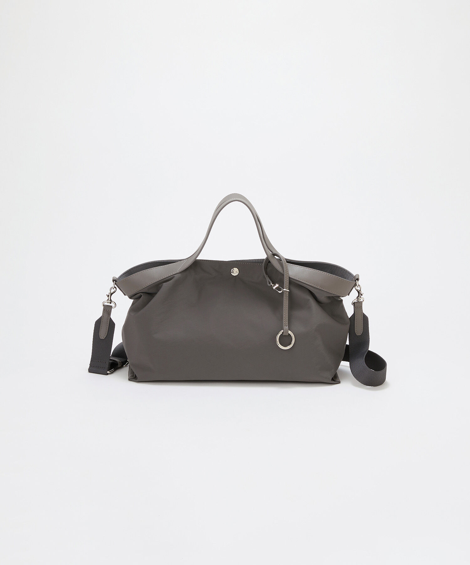 TOPKAPI BREATH「【Breath TOPKAPI】MORPH モーフ リンクルナイロン 2way ワイド トートバッグ チャーム付き　軽量」|トートバッグ|グレー