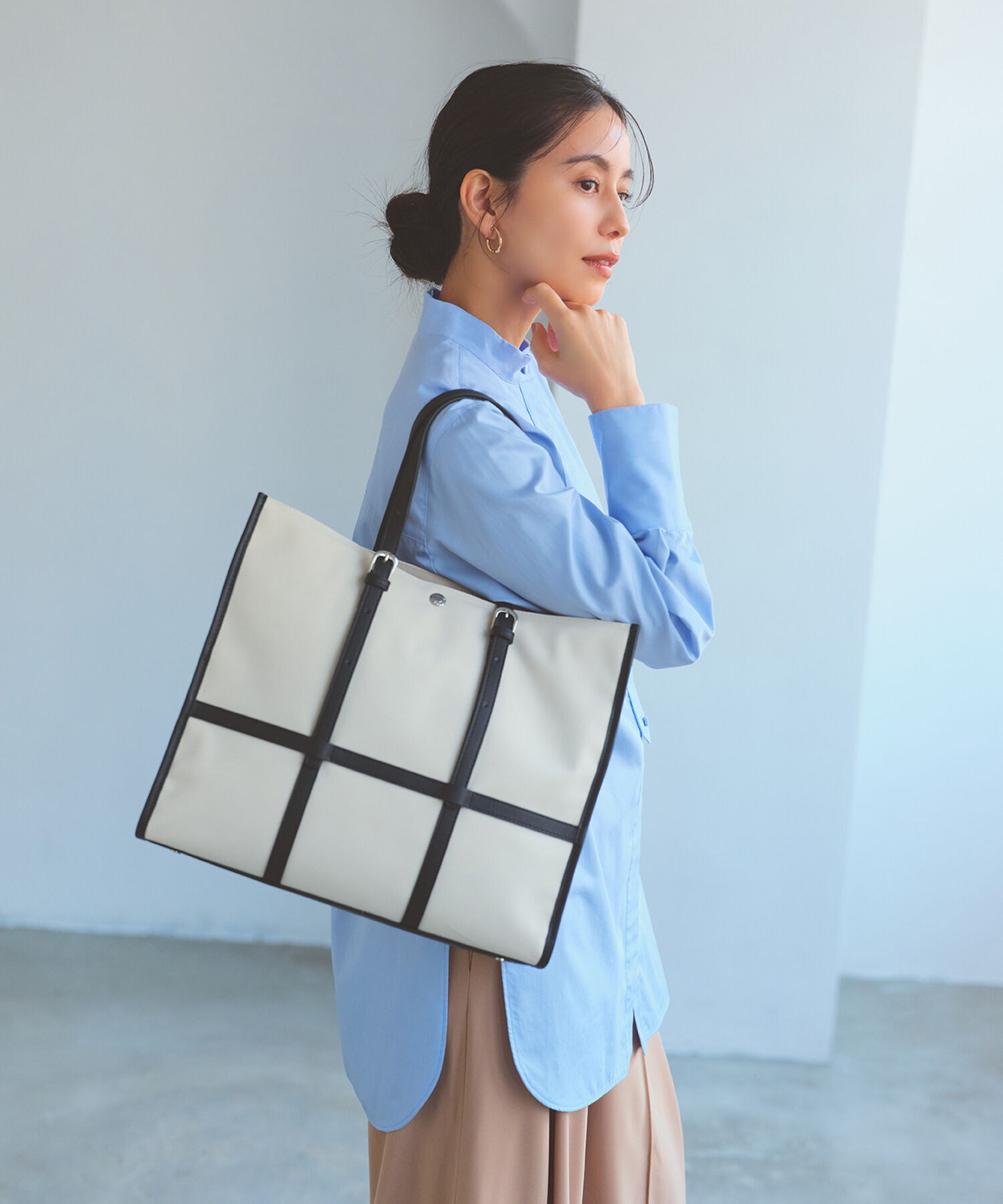 TOPKAPI BREATH「【Breath TOPKAPI】FRAME フレーム レザーベルト スクエア トートバッグ　A4 / 軽量」|トートバッグ|