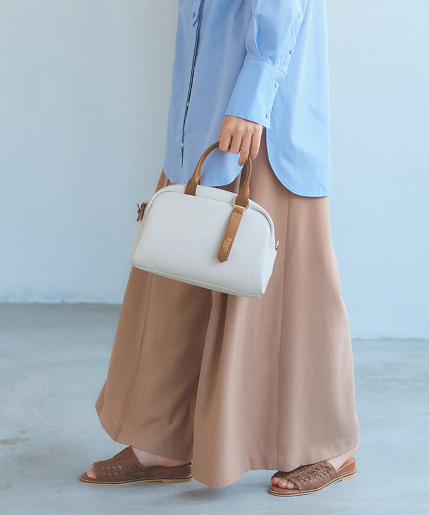 TOPKAPI BREATH「【Breath TOPKAPI】RIPPLE リプル ミニ ボストンバッグ チャーム付き」|ボストンバッグ|アイボリー