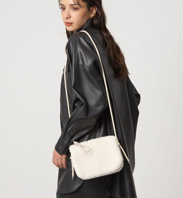 UNITED ARROWS green label relaxing「ボア ジップ ミニショルダーバッグ / ポシェット」|ショルダー・メッセンジャー|OFF WHITE