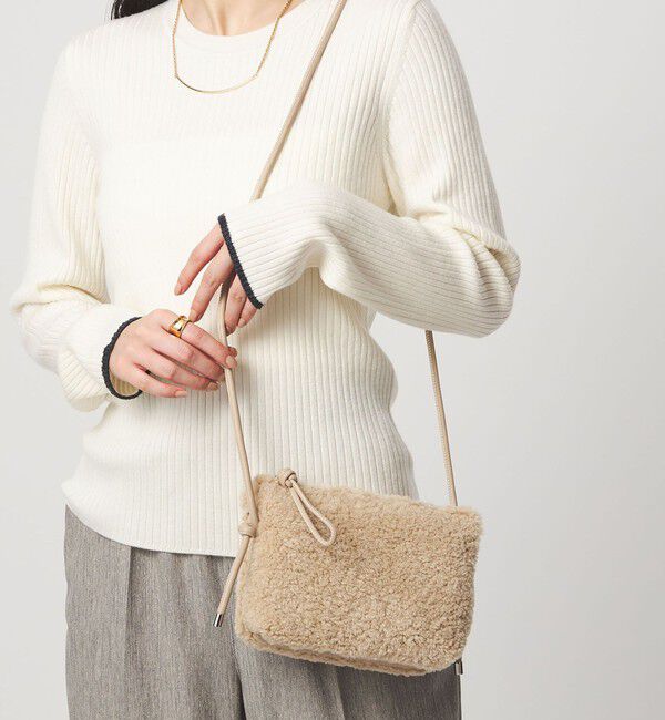 UNITED ARROWS green label relaxing「ボア ジップ ミニショルダーバッグ / ポシェット」|ショルダー・メッセンジャー|BEIGE