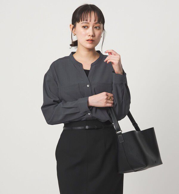 UNITED ARROWS green label relaxing「スキッパー ポケット ロングスリーブ シャツ マシンウォッシャブル」|シャツ・ブラウス|DK.GRAY