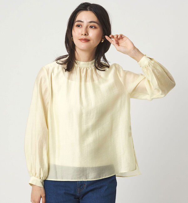 UNITED ARROWS green label relaxing「フェイクパール スタンドネック ブラウス」|シャツ・ブラウス|CREAM