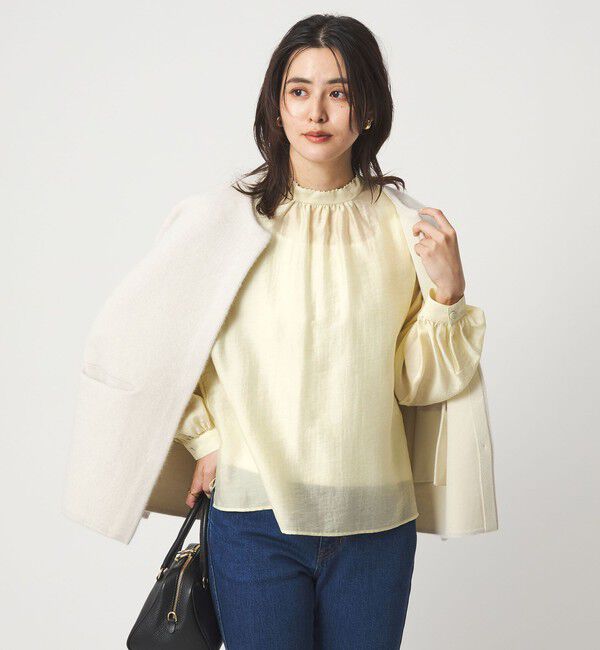 UNITED ARROWS green label relaxing「フェイクパール スタンドネック ブラウス」|シャツ・ブラウス|