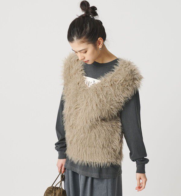 BEAUTY&YOUTH UNITED ARROWS「【WEB限定】フェザーヤーン ラメニット 2WAYベスト」|ニット・セーター|BEIGE