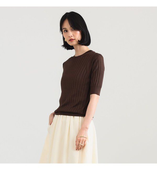 Demi-Luxe BEAMS 「【別注】SLOANE / 18ゲージ シルク リブ ハーフスリーブ」|ニット・セーター|