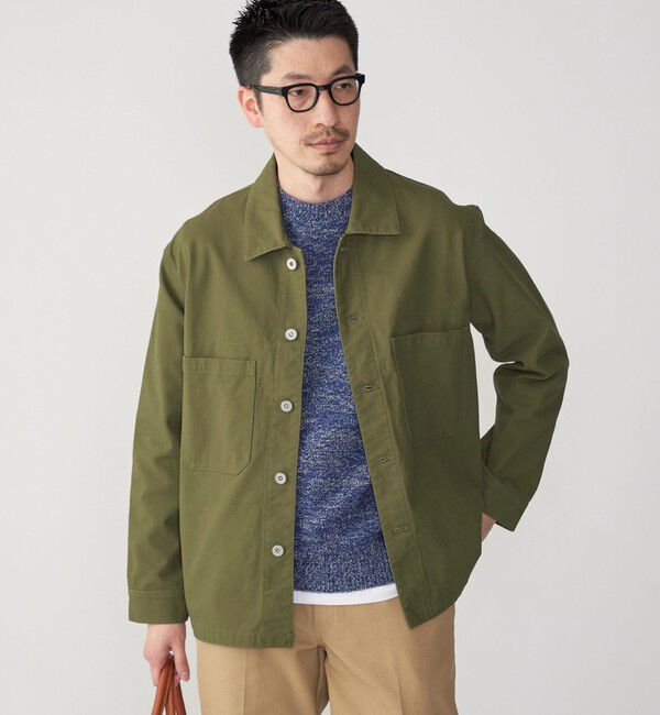 SHIPS「SHIPS: ハイツイストヤーン コットン ミリタリー シャツ アウター」|ミリタリージャケット|
