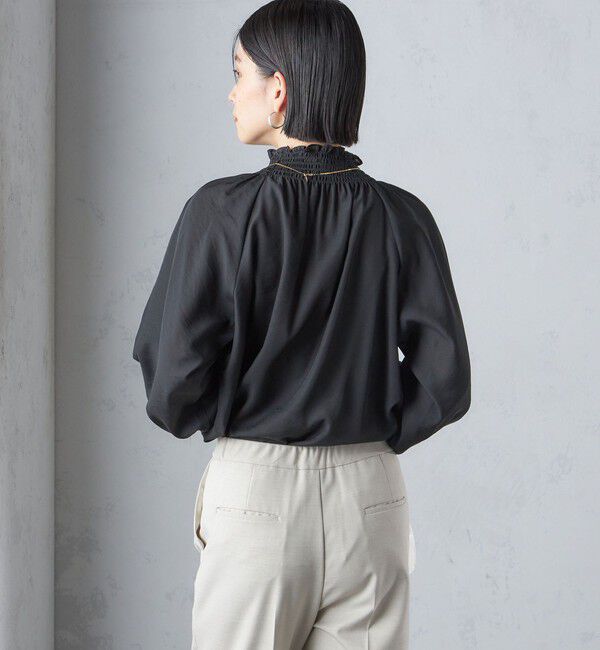 SHIPS for women「〈洗濯機可能〉シャーリング ネック 長袖 ブラウス」|シャツ・ブラウス|