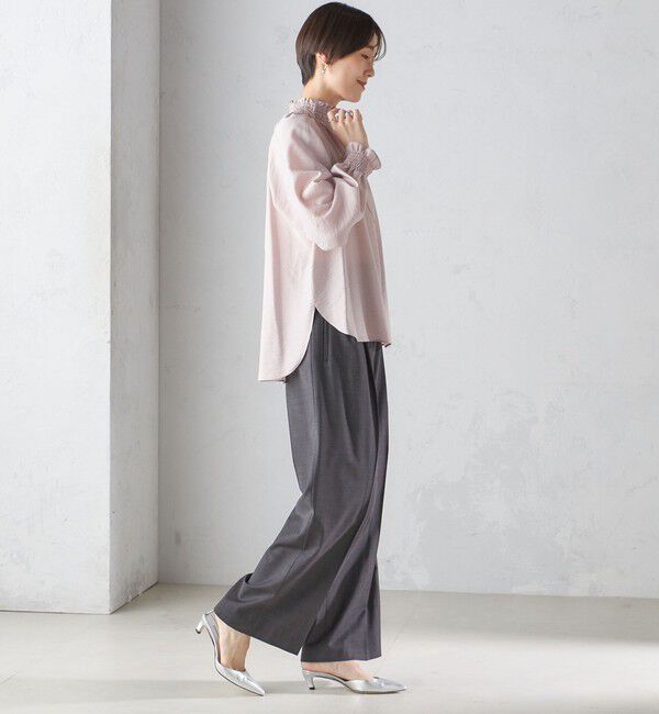 SHIPS for women「〈洗濯機可能〉シャーリング ネック 長袖 ブラウス」|シャツ・ブラウス|