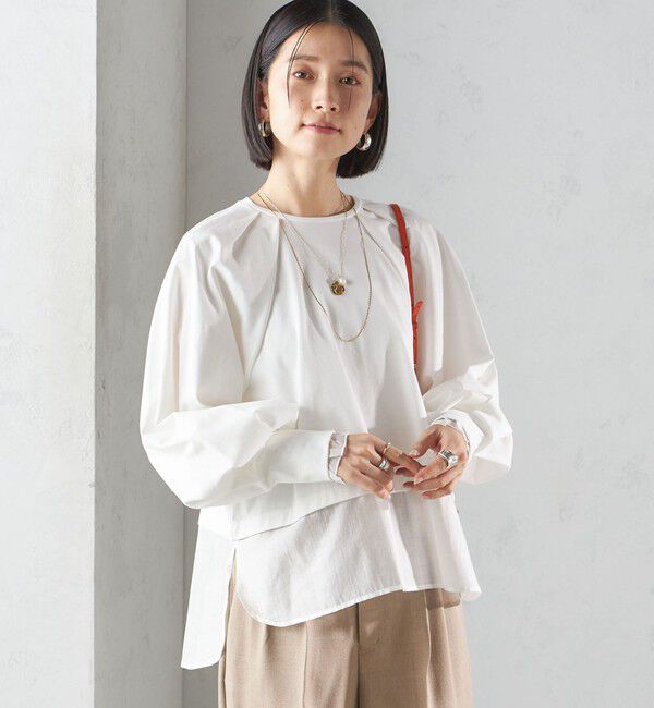 SHIPS for women「〈手洗い可能〉シアー コンビ タック プルオーバー」|Tシャツ・カットソー|