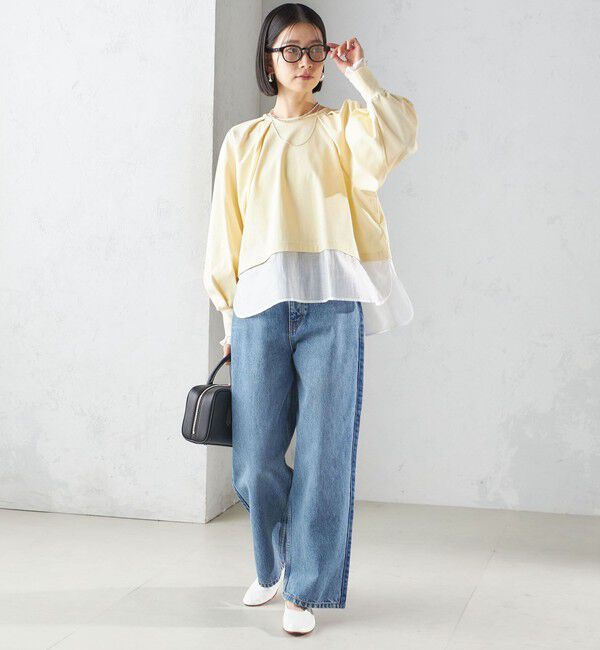 SHIPS for women「〈手洗い可能〉シアー コンビ タック プルオーバー」|Tシャツ・カットソー|