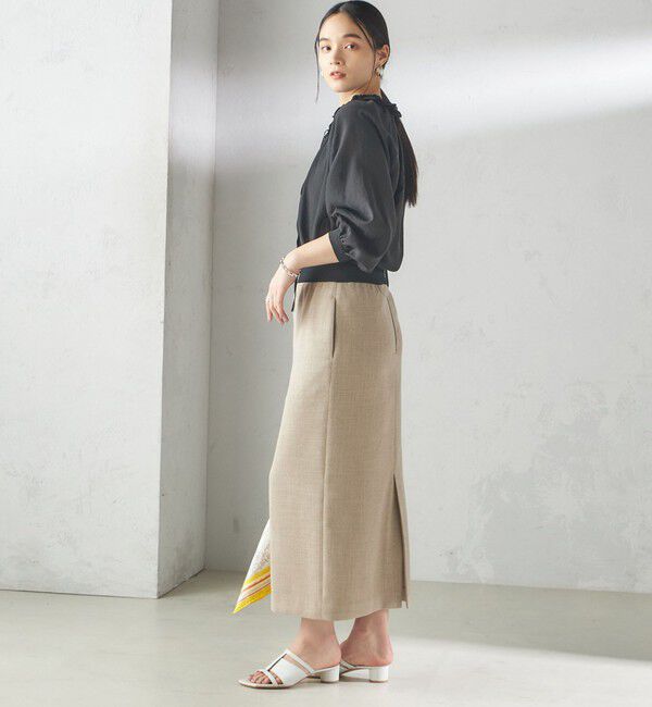 SHIPS for women「〈手洗い可能〉シルク混 シアー フリル ネック ギャザー ブラウス」|シャツ・ブラウス|