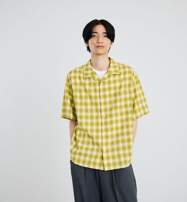 SHIPS「City Ambient Products: オープン カラー オンブレ チェック シャツ」|シャツ・ブラウス|ライトオリーブ