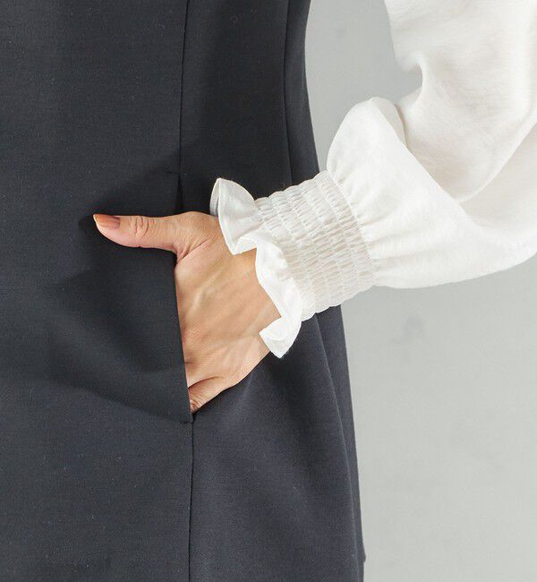 SHIPS for women「〈洗濯機可能 / セレモニー対応可〉ポリエステル レーヨン ダンボール ジレ」|ベスト・ジレ|