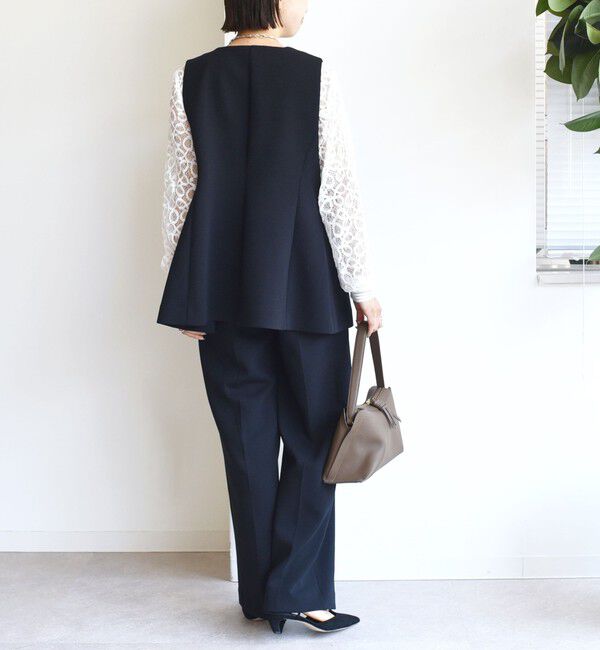 SHIPS for women「〈洗濯機可能 / セレモニー対応可〉ポリエステル レーヨン ダンボール ジレ」|ベスト・ジレ|