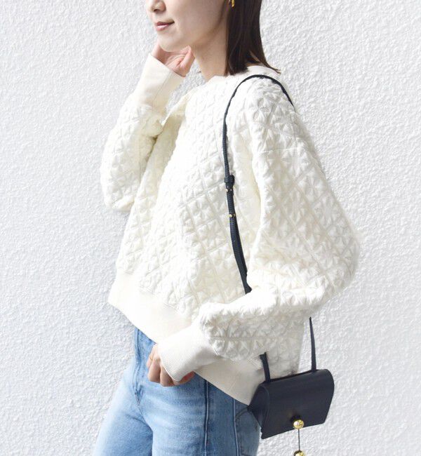 SHIPS for women「【WEB限定】〈手洗い可能〉キルティング ジャカード キーネック プルオーバー」|Tシャツ・カットソー|