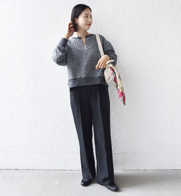 SHIPS for women「【WEB限定】〈手洗い可能〉キルティング ジャカード キーネック プルオーバー」|Tシャツ・カットソー|