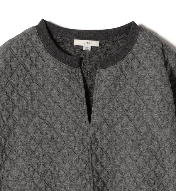 SHIPS for women「【WEB限定】〈手洗い可能〉キルティング ジャカード キーネック プルオーバー」|Tシャツ・カットソー|