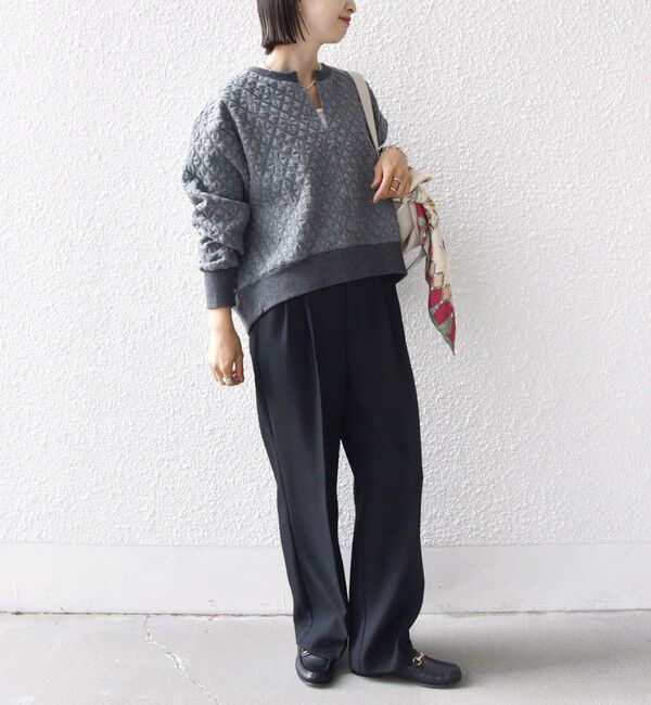 SHIPS for women「【WEB限定】〈手洗い可能〉キルティング ジャカード キーネック プルオーバー」|Tシャツ・カットソー|