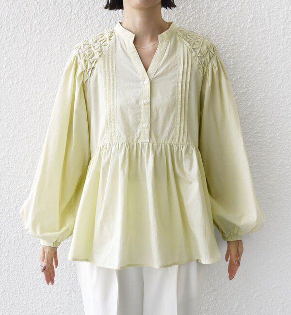 SHIPS for women「《予約》【WEB限定】〈手洗い可能〉ショルダー 刺繍 タック ブラウス」|シャツ・ブラウス|