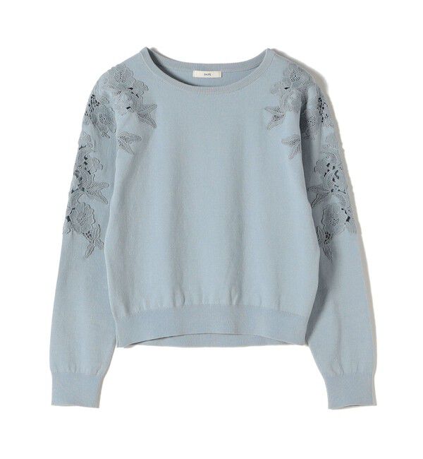 SHIPS for women「《予約》【WEB限定】〈手洗い可能〉ショルダー レース コンビ ニット プルオーバー」|ニット・セーター|