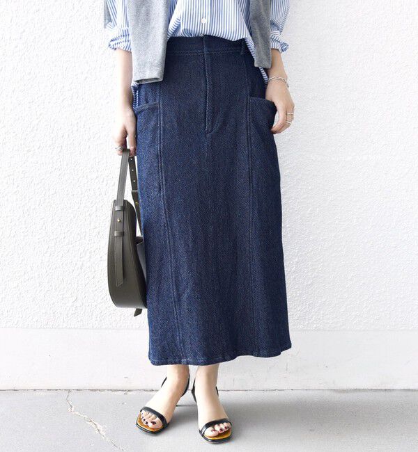 SHIPS for women「《予約》〈手洗い可能〉ルーズ デニム サイド ポケット スカート」|スカート|