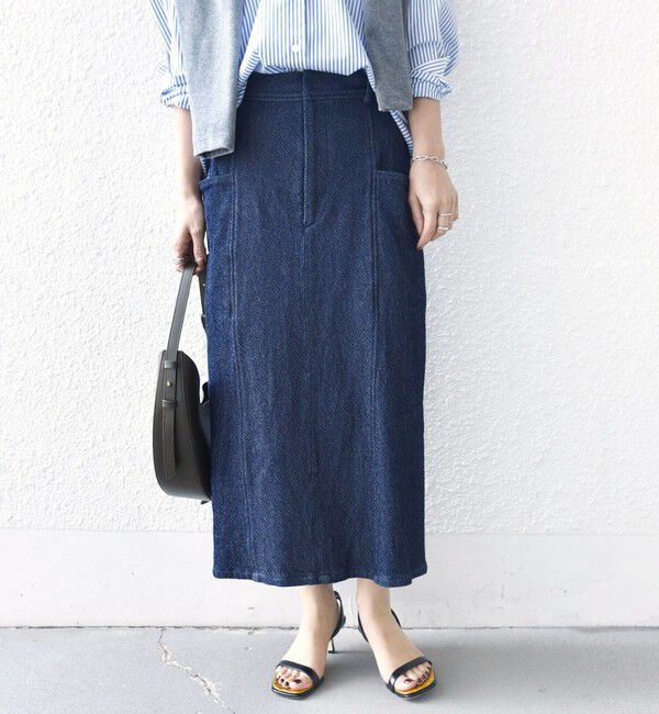 SHIPS for women「《予約》〈手洗い可能〉ルーズ デニム サイド ポケット スカート」|スカート|