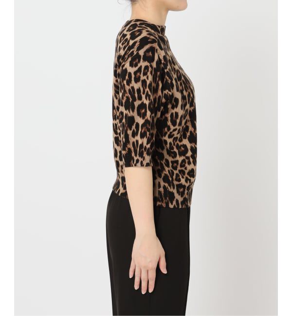新品OUTDOOR PRODUCTSレオパード プリントクルーネックカーディガン 追加4 レオパード プリントクルーネックカーディガン（カーディガン