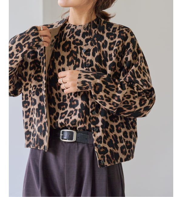 新品OUTDOOR PRODUCTSレオパード プリントクルーネックカーディガン レオパード プリントクルーネックカーディガン（OUTDOOR PRODUCTS