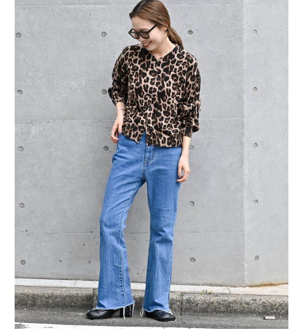 追加3 レオパード プリントクルーネックカーディガン（OUTDOOR