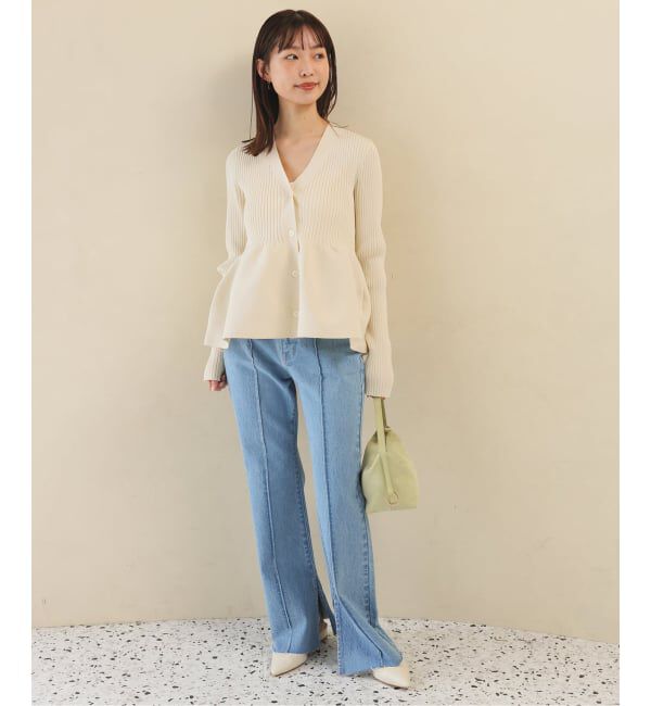 SLOBE IENA「Vネックペプラムカーディガン」|カーディガン|