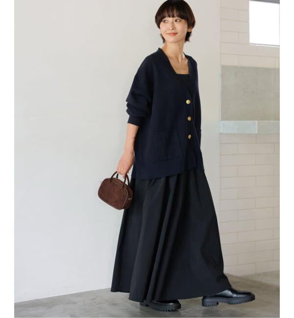 ◎ コットンカシミヤミックスダブルニットVネックカーディガン　ネイビー 追加2》コットンカシミヤミックスダブルニットVネックカーディガン