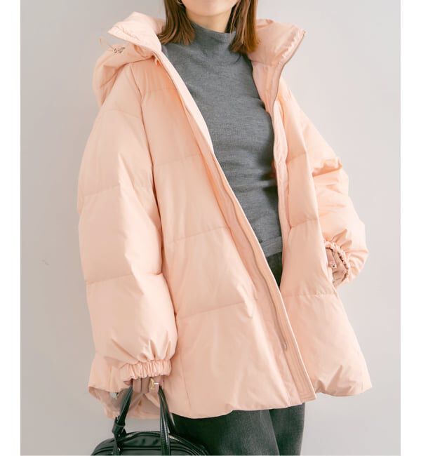 U by SPICK&SPAN「PUFFER NECK COCCOON DOWN」|ダウン|ピンク A