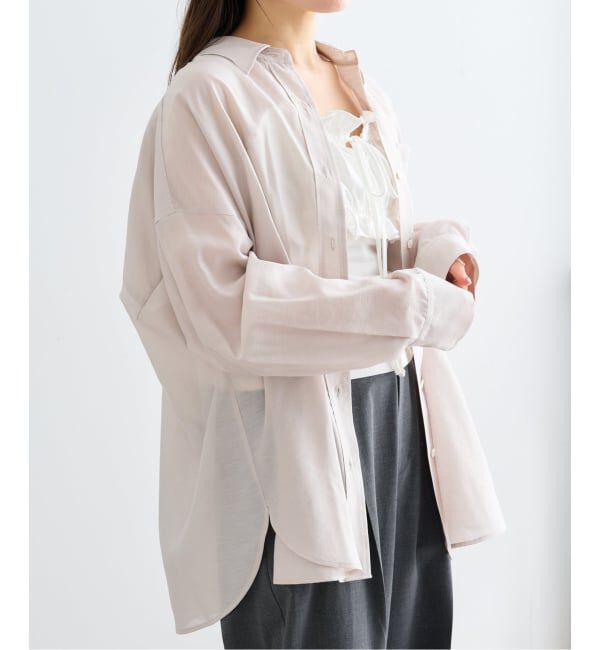 U by SPICK&SPAN「《予約》リネンコンエアリーローンオーバーシャツ」|シャツ・ブラウス|