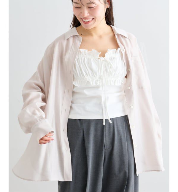 U by SPICK&SPAN「《予約》リネンコンエアリーローンオーバーシャツ」|シャツ・ブラウス|