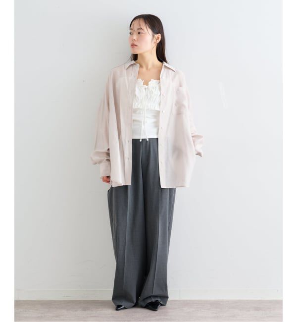 U by SPICK&SPAN「《予約》リネンコンエアリーローンオーバーシャツ」|シャツ・ブラウス|