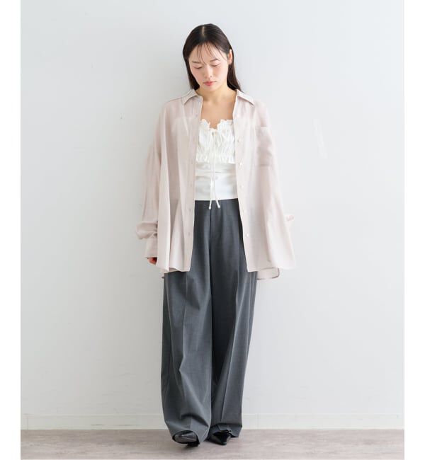 U by SPICK&SPAN「《予約》リネンコンエアリーローンオーバーシャツ」|シャツ・ブラウス|