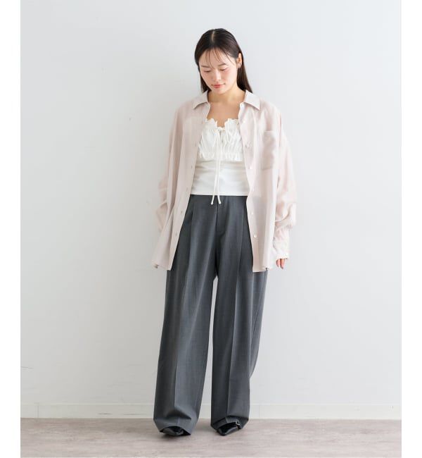 U by SPICK&SPAN「《予約》リネンコンエアリーローンオーバーシャツ」|シャツ・ブラウス|